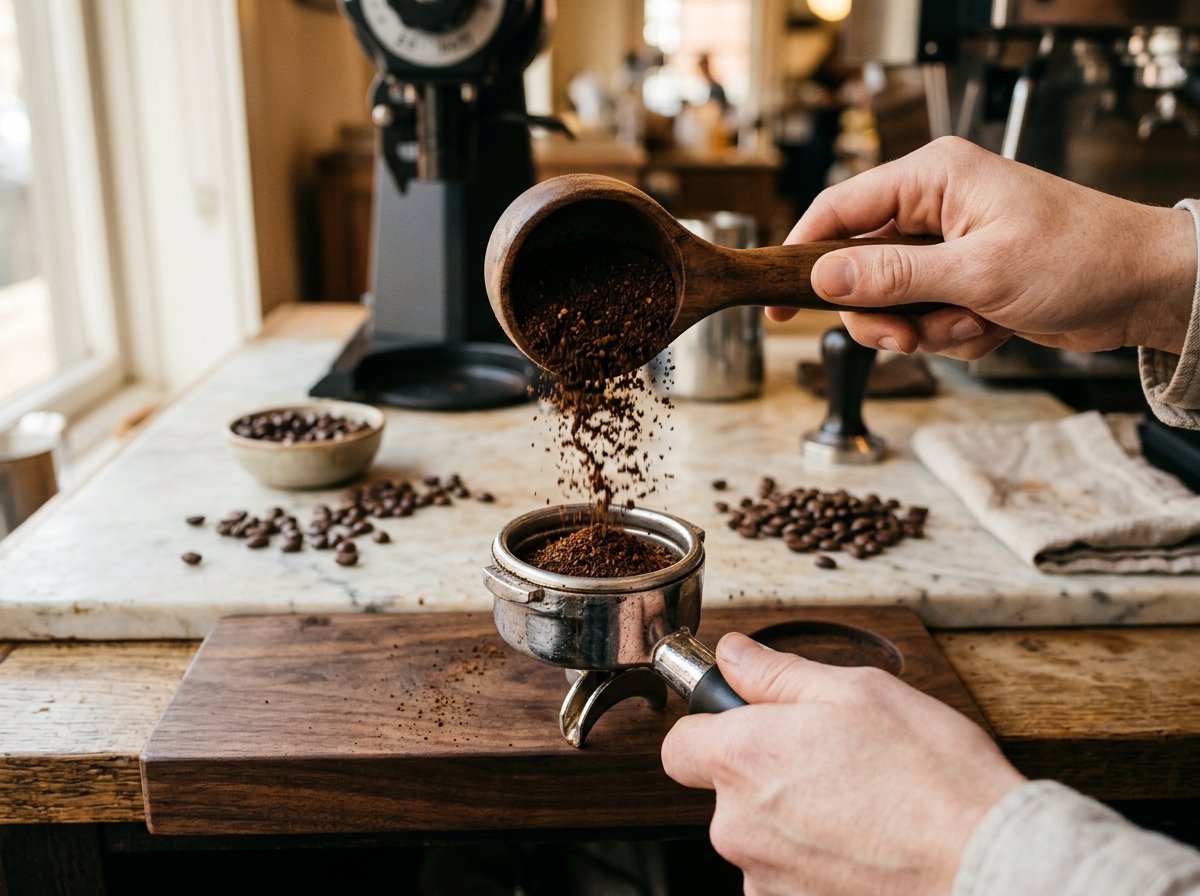 Freshly ground coffee grinds