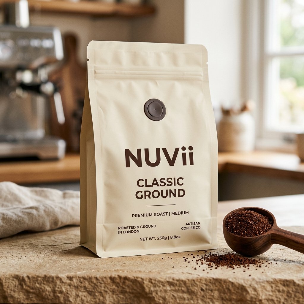 Nuvii Classic Ground Coffee 250g matte pouch with measuring scoop